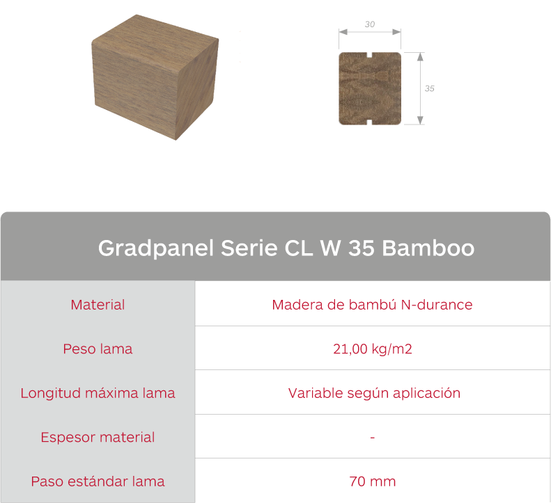 Caracteristicas lama+tabla (CL W 35 Bamboo N-durance)
